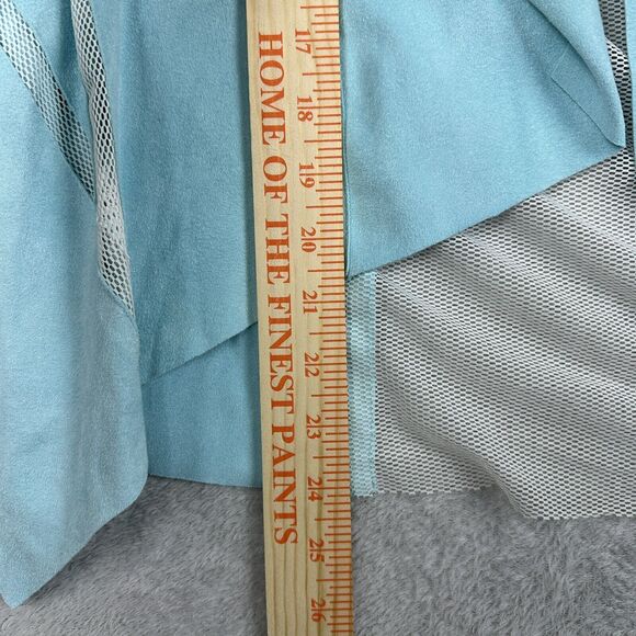 Alberto Makali Cardigan Jacket Womens Small Light Blue Faux Suede Mesh Waterfall - Picture 12 of 13